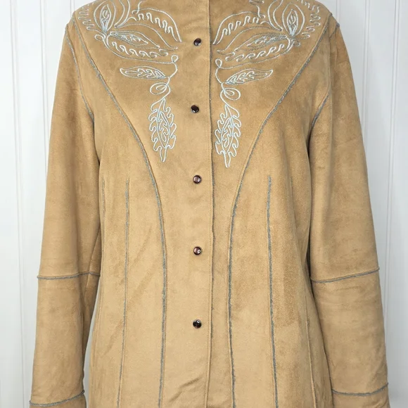 Tasha Polizzi Embroidery Suede Womens Jacket‎ Size M - Picture 3 of 11